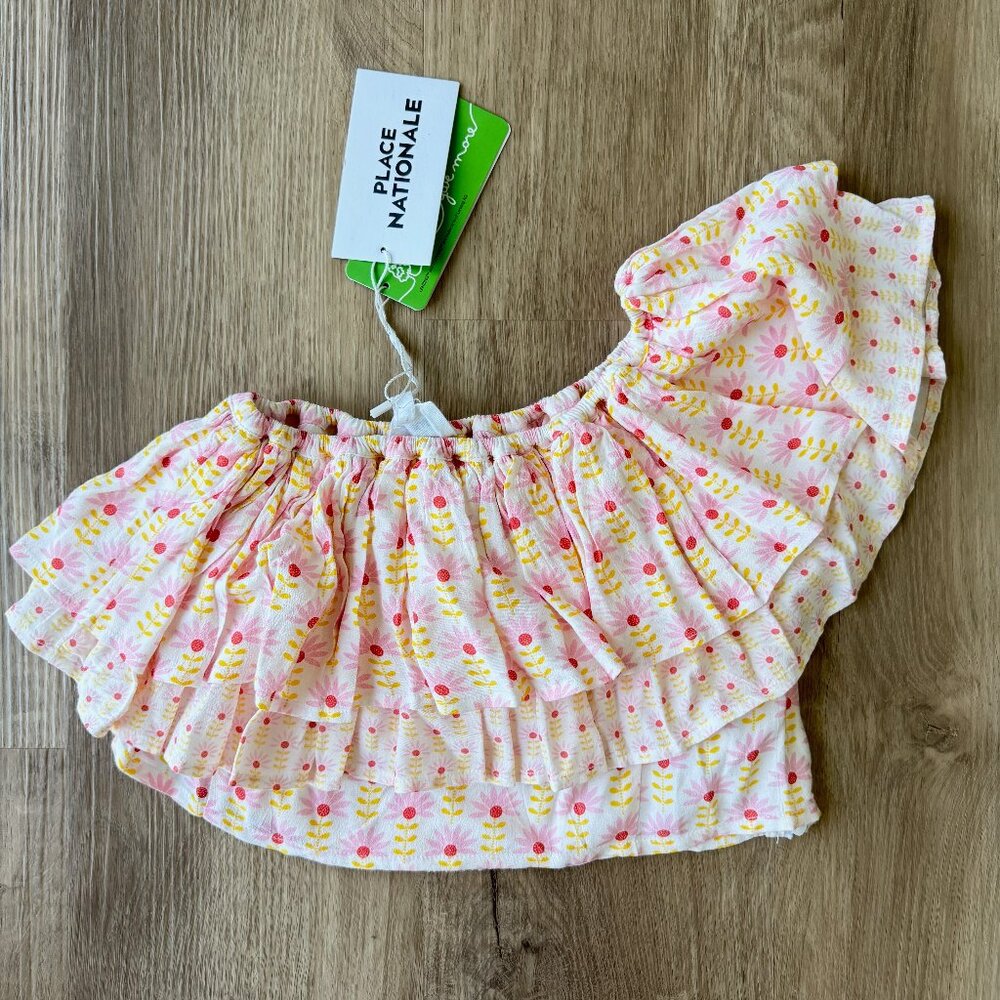 NWT Place Nationale Floral Ruffle Crop Top S